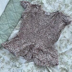 Japna Animal Print Smocked Peplum Blouse